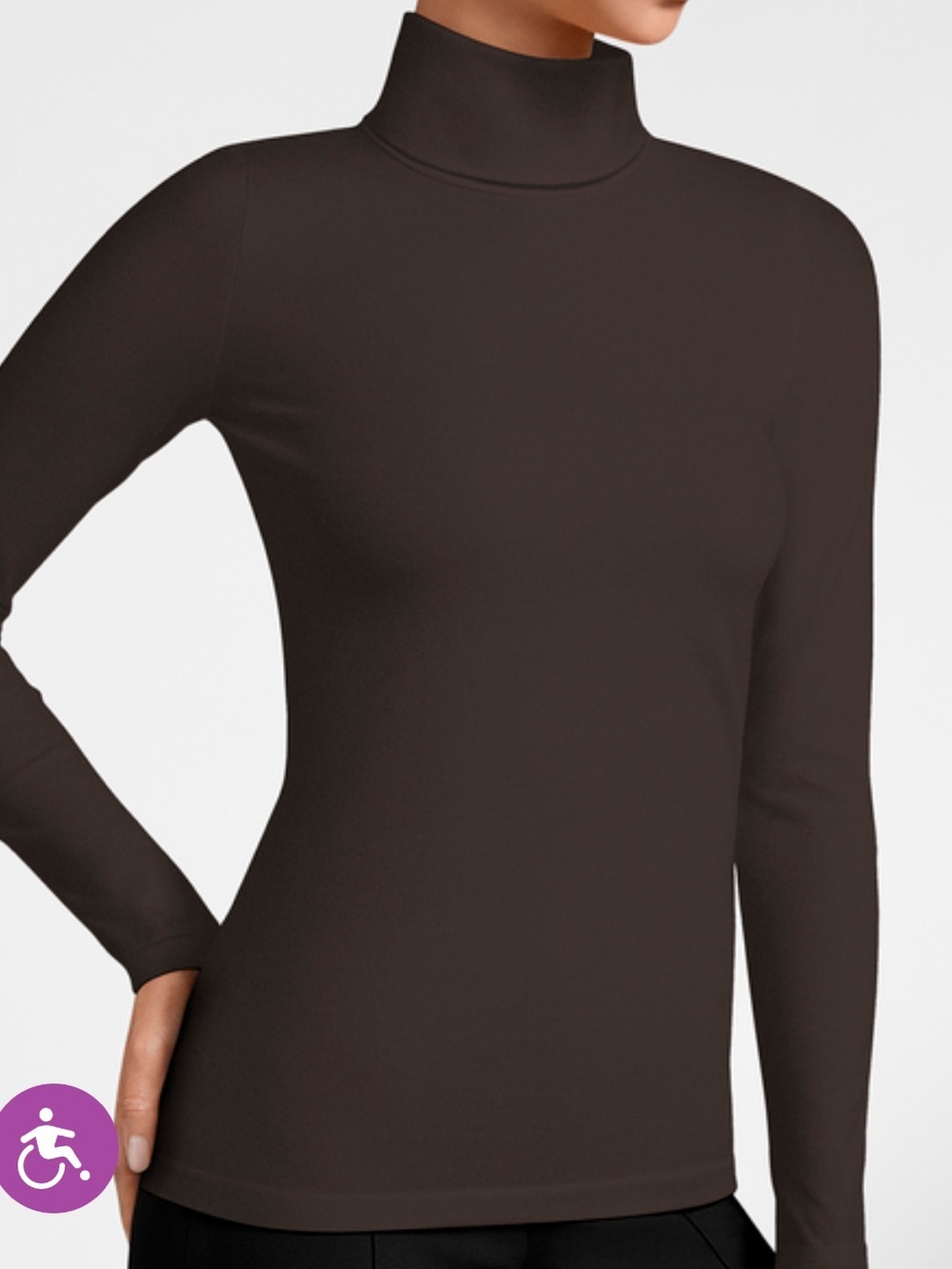 Wolford Cotton Velvet Brown Turtleneck Long Sleeve Top Small